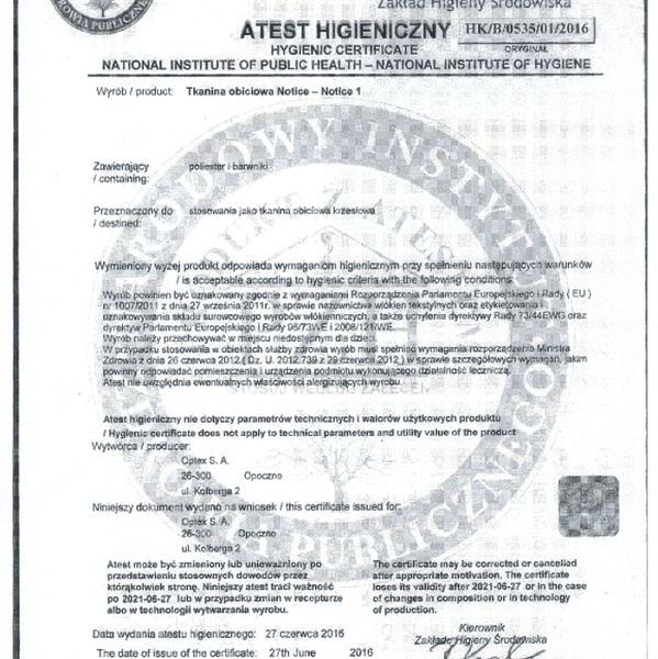 nice - atest higienicznosci